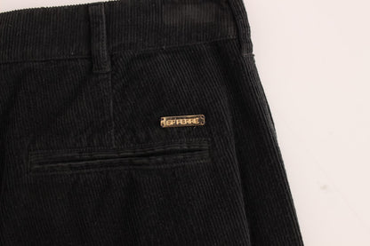 Pantalon droit en coton cordouroy noir GF Ferre