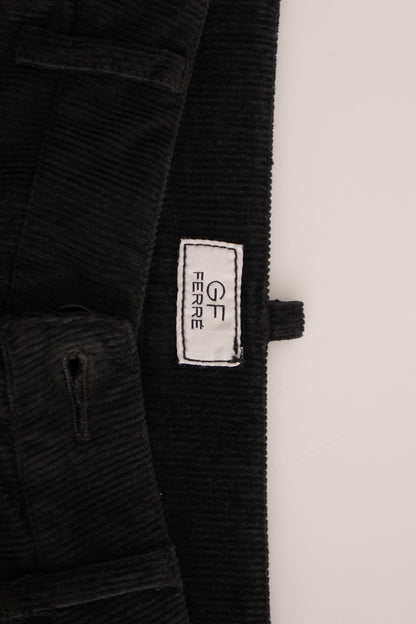 Pantalon droit en coton cordouroy noir GF Ferre