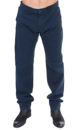 Pantalon chino bleu stretch à coupe droite GF Ferre