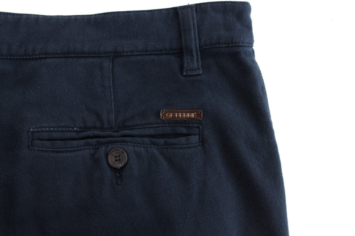 Pantalon chino bleu stretch à coupe droite GF Ferre