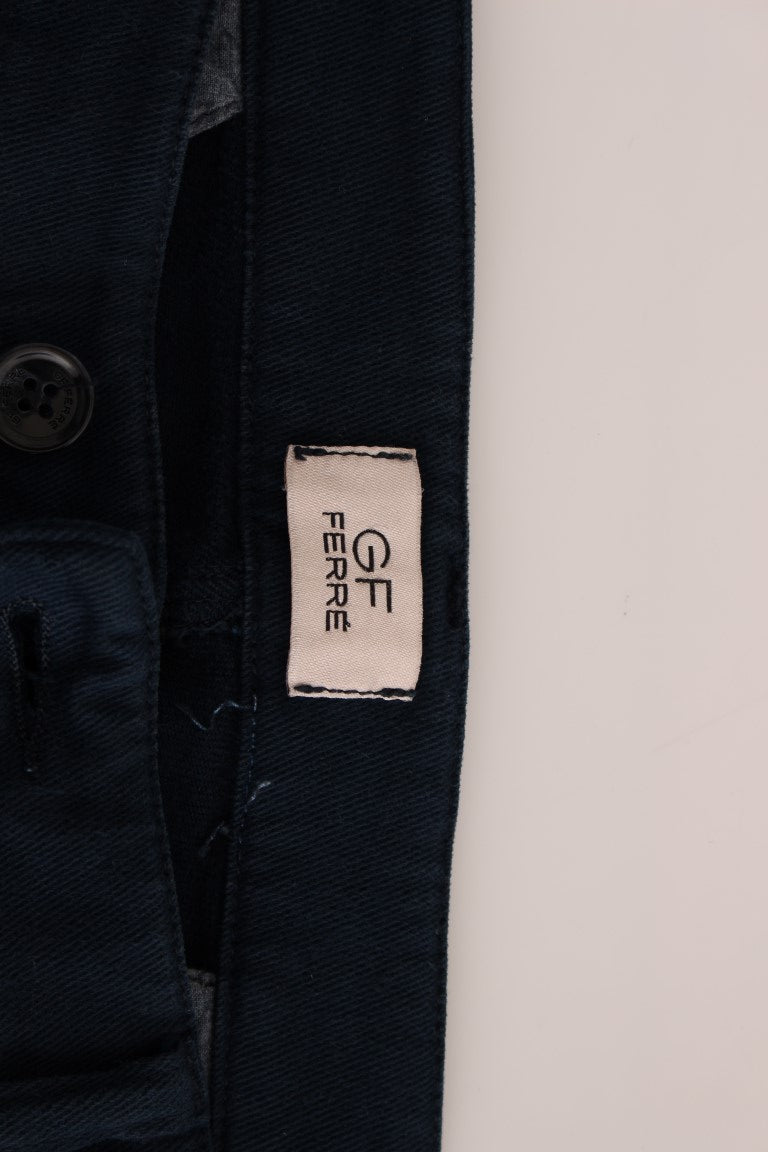 Pantalon chino bleu stretch à coupe droite GF Ferre