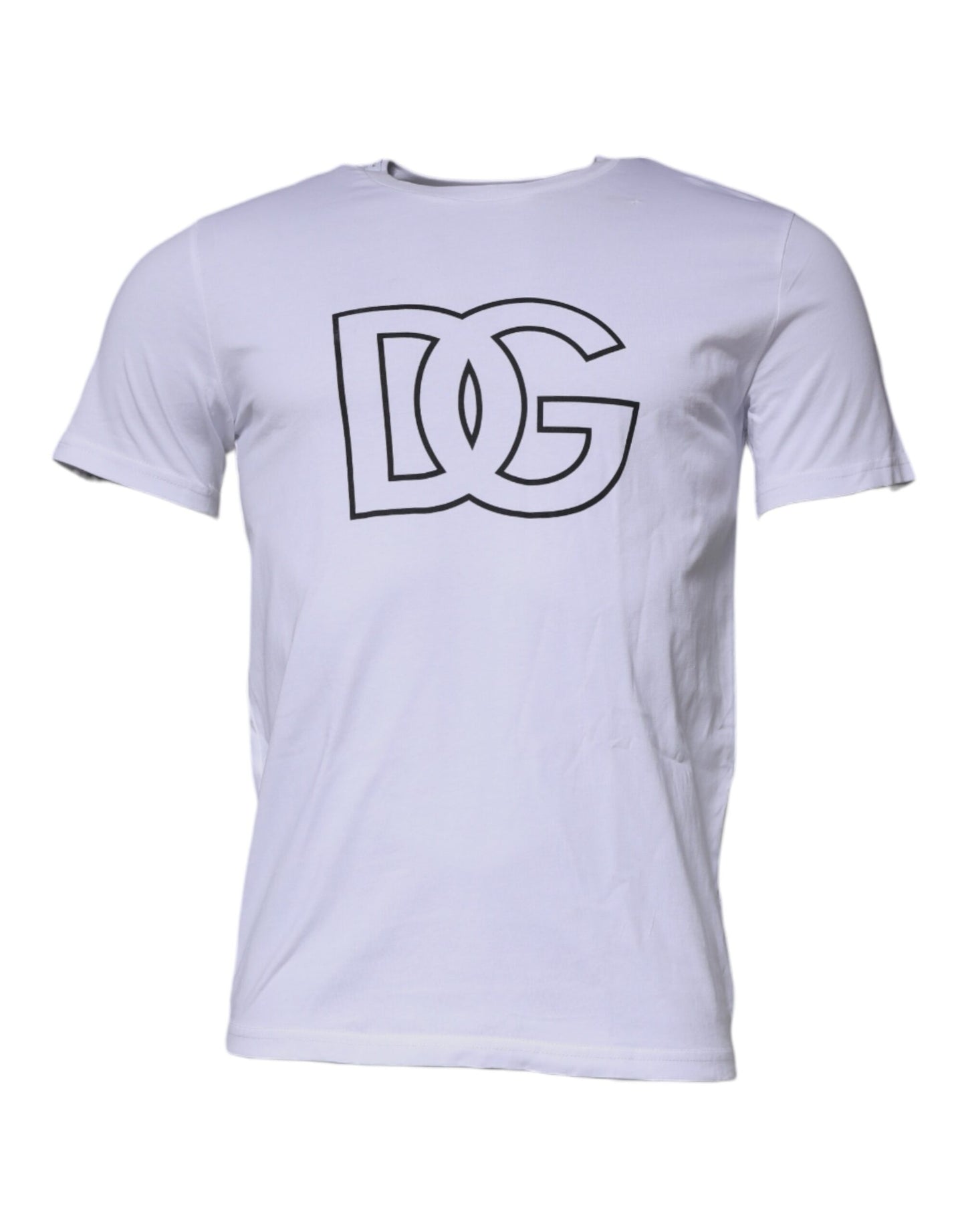 Dolce & Gabbana wit katoenen T-shirt met DG-logo en ronde hals.