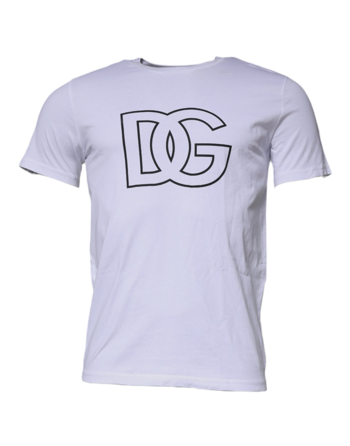 T-shirt en coton à col rond blanc avec logo DG de Dolce &amp; Gabbana