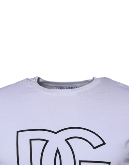 Dolce & Gabbana wit katoenen T-shirt met DG-logo en ronde hals.