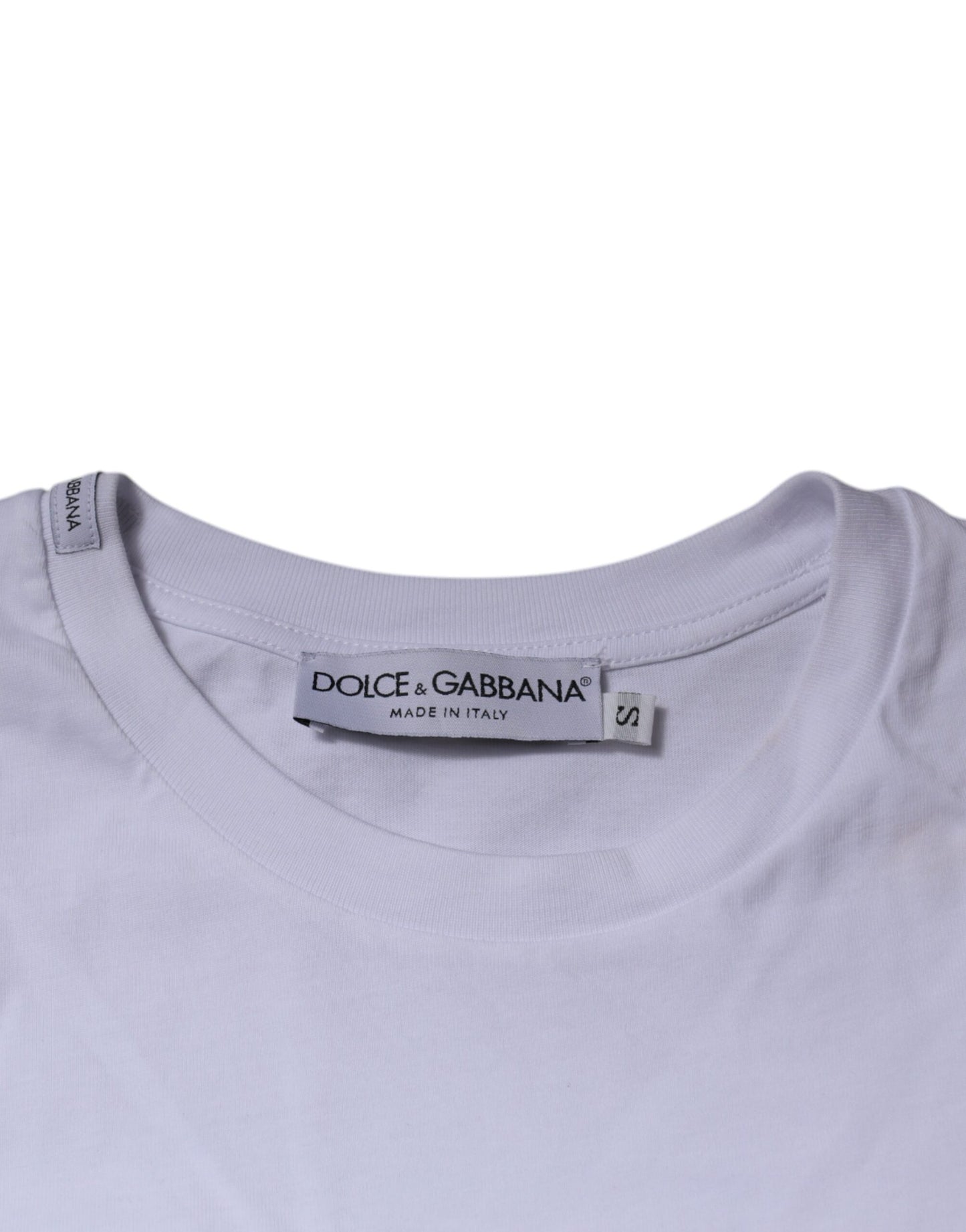 Dolce & Gabbana wit katoenen T-shirt met DG-logo en ronde hals.