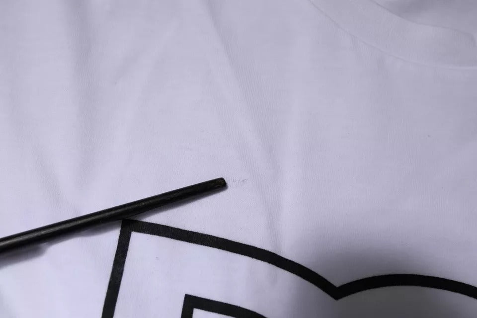 T-shirt en coton à col rond blanc avec logo DG de Dolce &amp; Gabbana