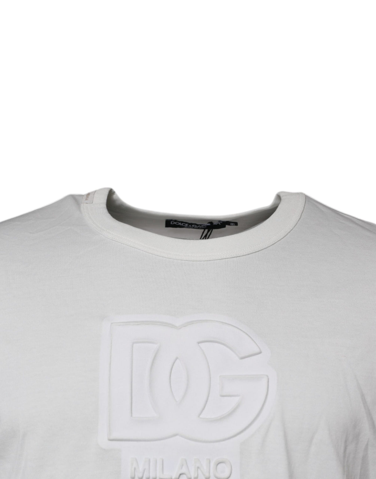T-shirt en coton à col rond blanc avec logo DG de Dolce &amp; Gabbana