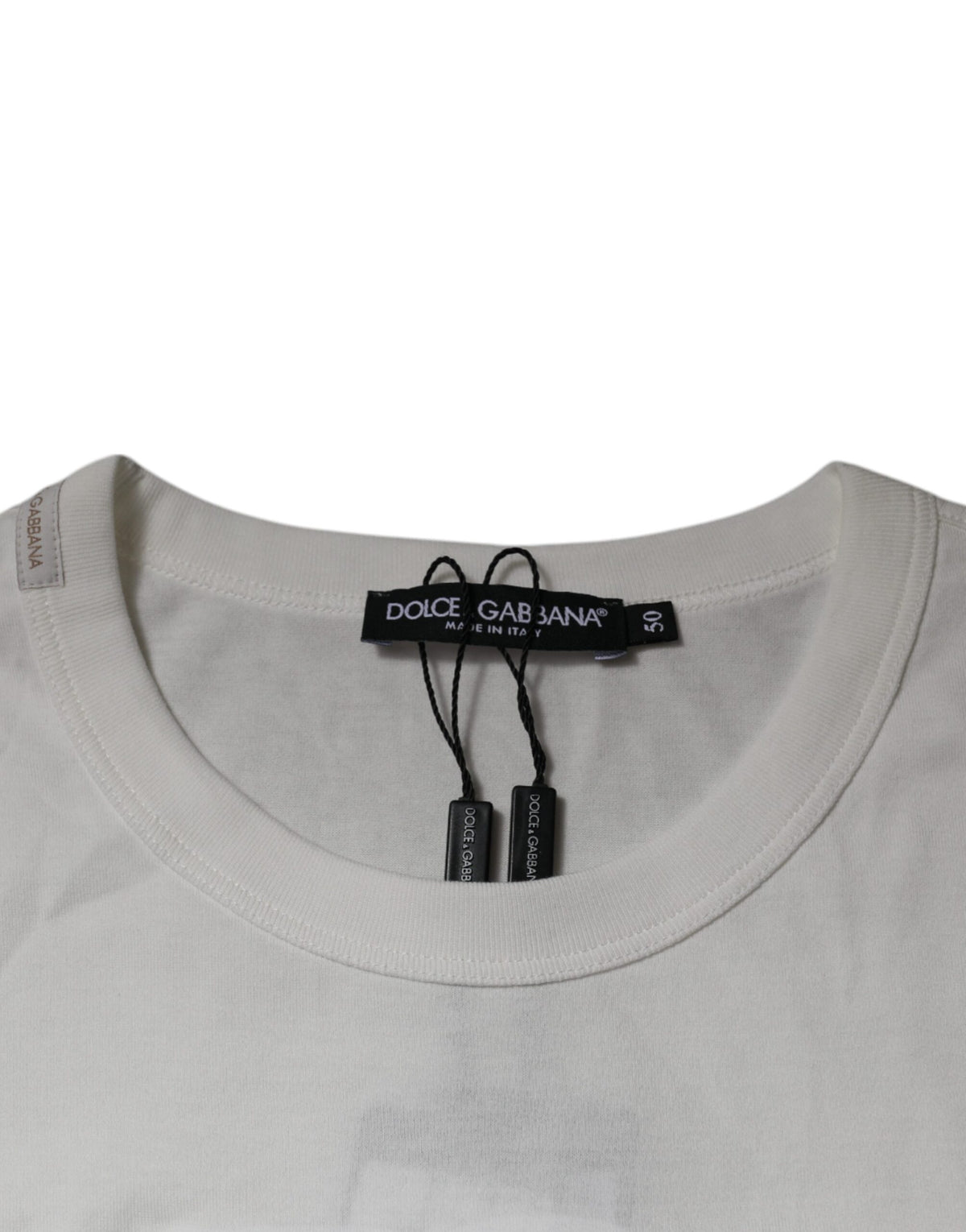 T-shirt en coton à col rond blanc avec logo DG de Dolce &amp; Gabbana