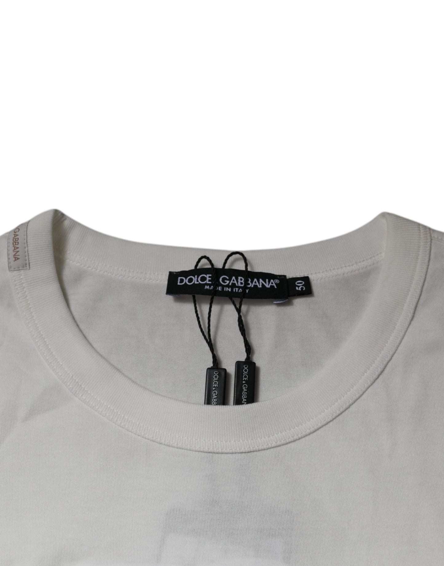 T-shirt en coton à col rond blanc avec logo DG de Dolce & Gabbana