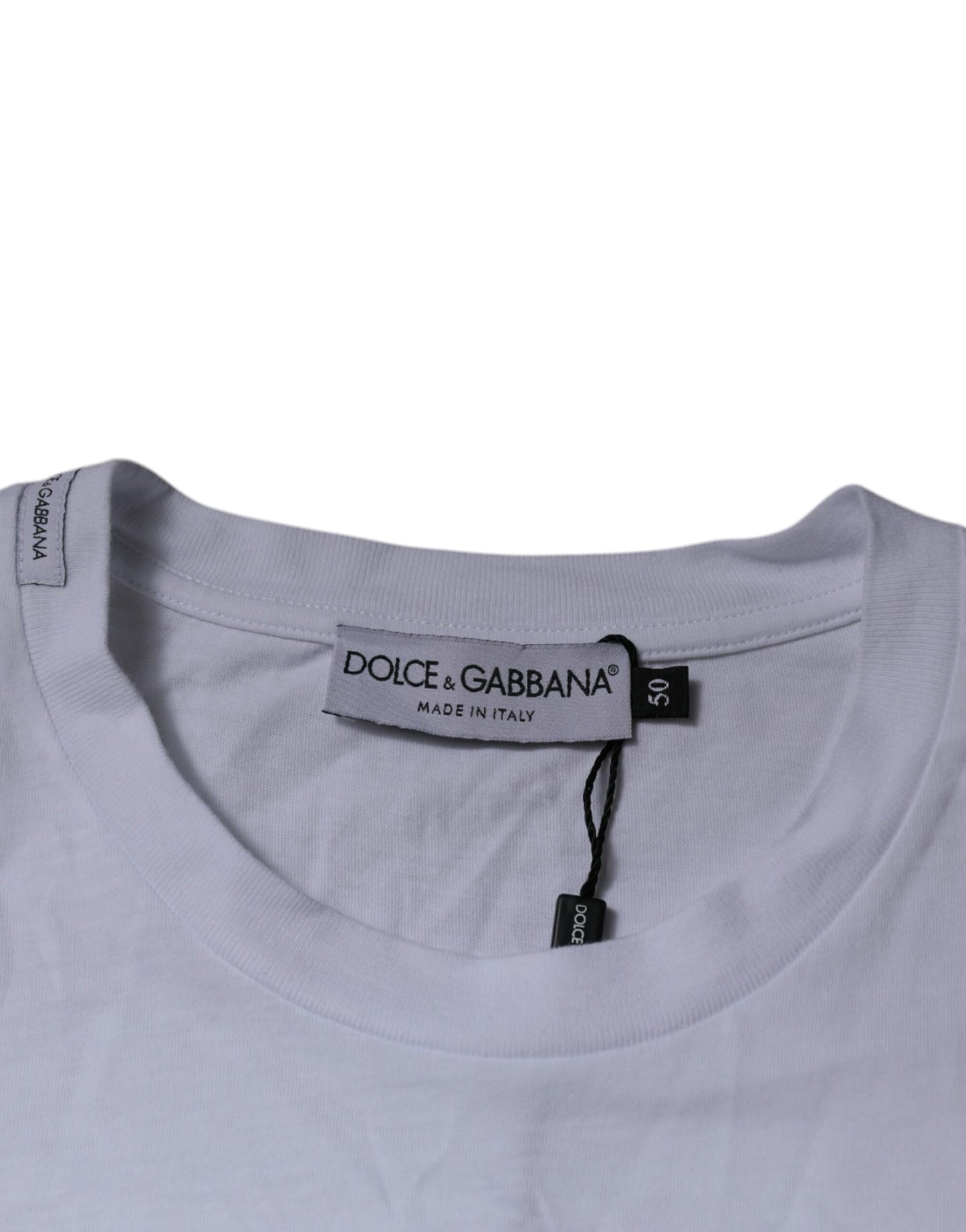 T-shirt en coton à col rond blanc avec logo DG de Dolce & Gabbana