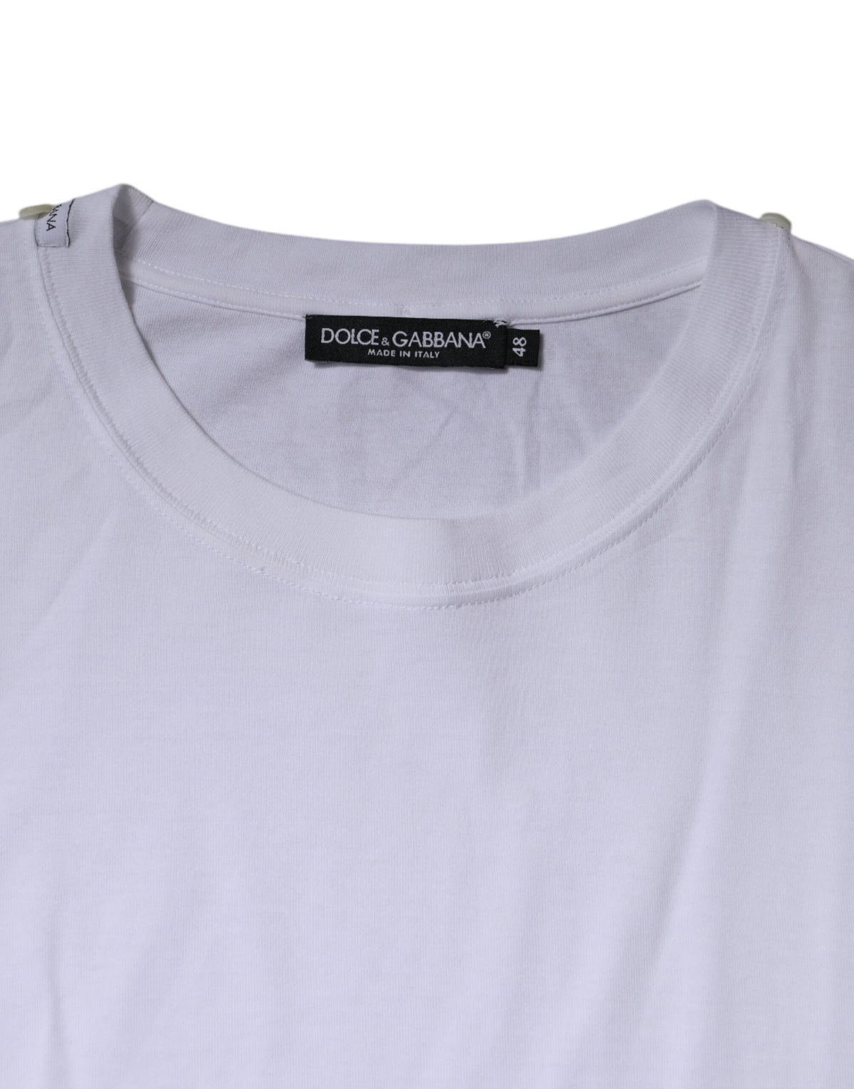 T-shirt blanc en coton à manches courtes et col rond de Dolce &amp; Gabbana
