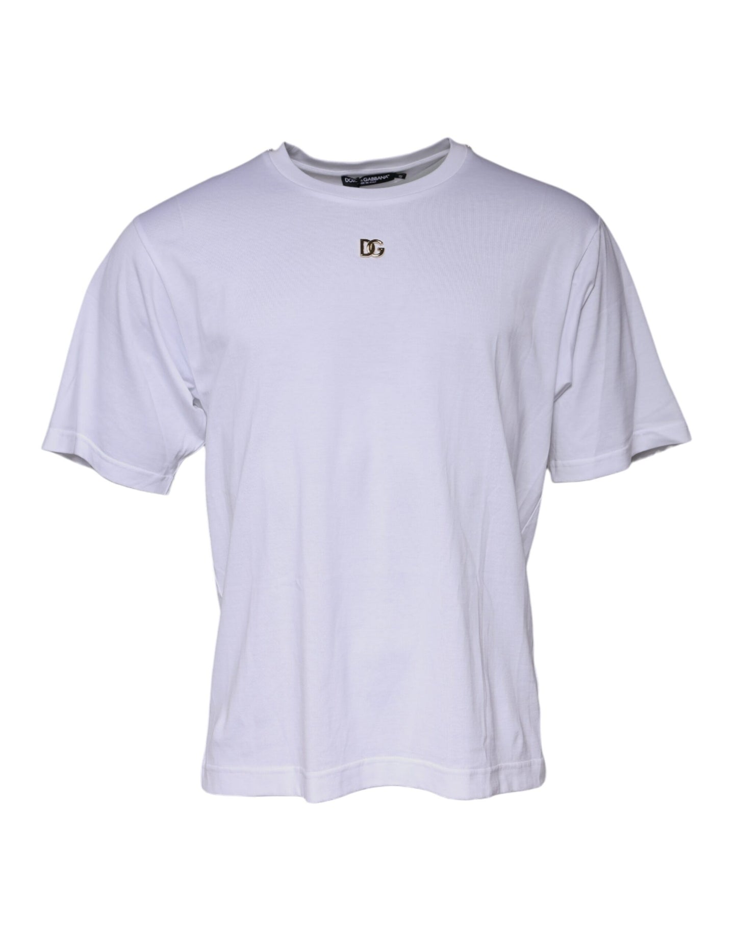 T-shirt à manches courtes à col rond blanc avec logo DG de Dolce &amp; Gabbana