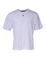 T-shirt à manches courtes à col rond blanc avec logo DG de Dolce &amp; Gabbana
