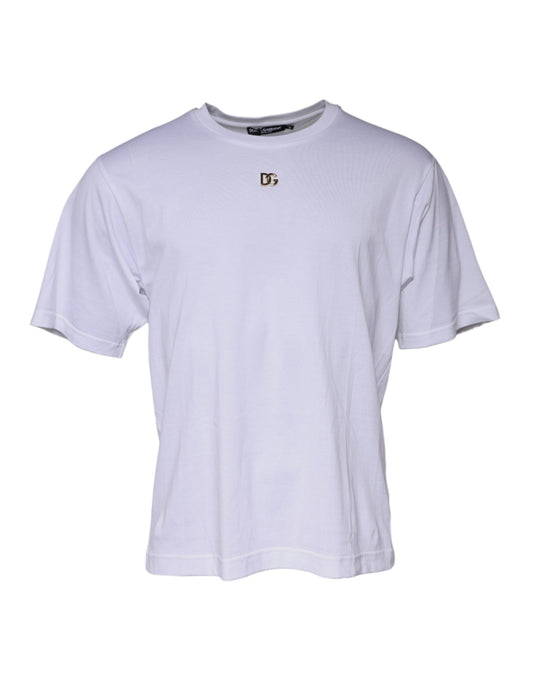 Dolce & Gabbana wit T-shirt met DG-logo en ronde hals en korte mouwen