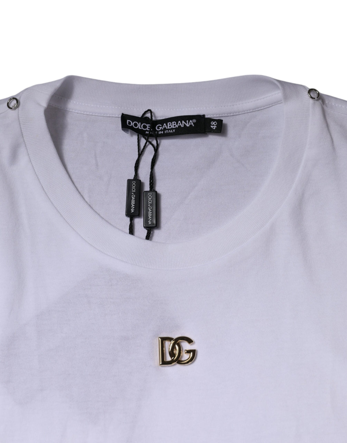 T-shirt à manches courtes à col rond blanc avec logo DG de Dolce &amp; Gabbana