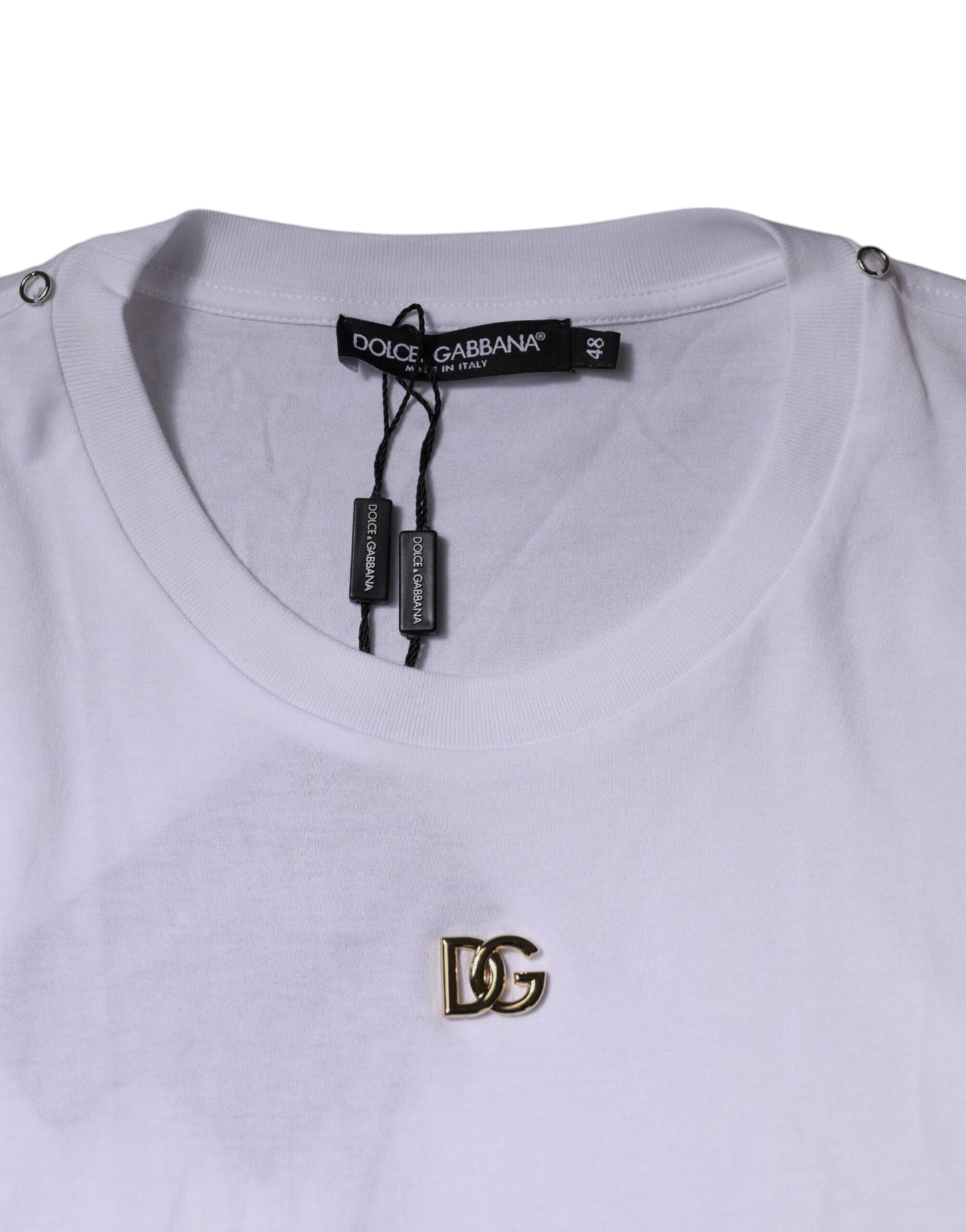 Dolce & Gabbana wit T-shirt met DG-logo en ronde hals en korte mouwen