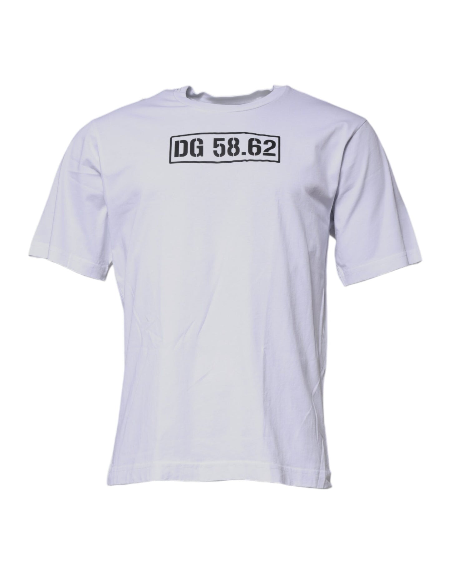 Dolce & Gabbana wit katoenen T-shirt met DG-logo en ronde hals.
