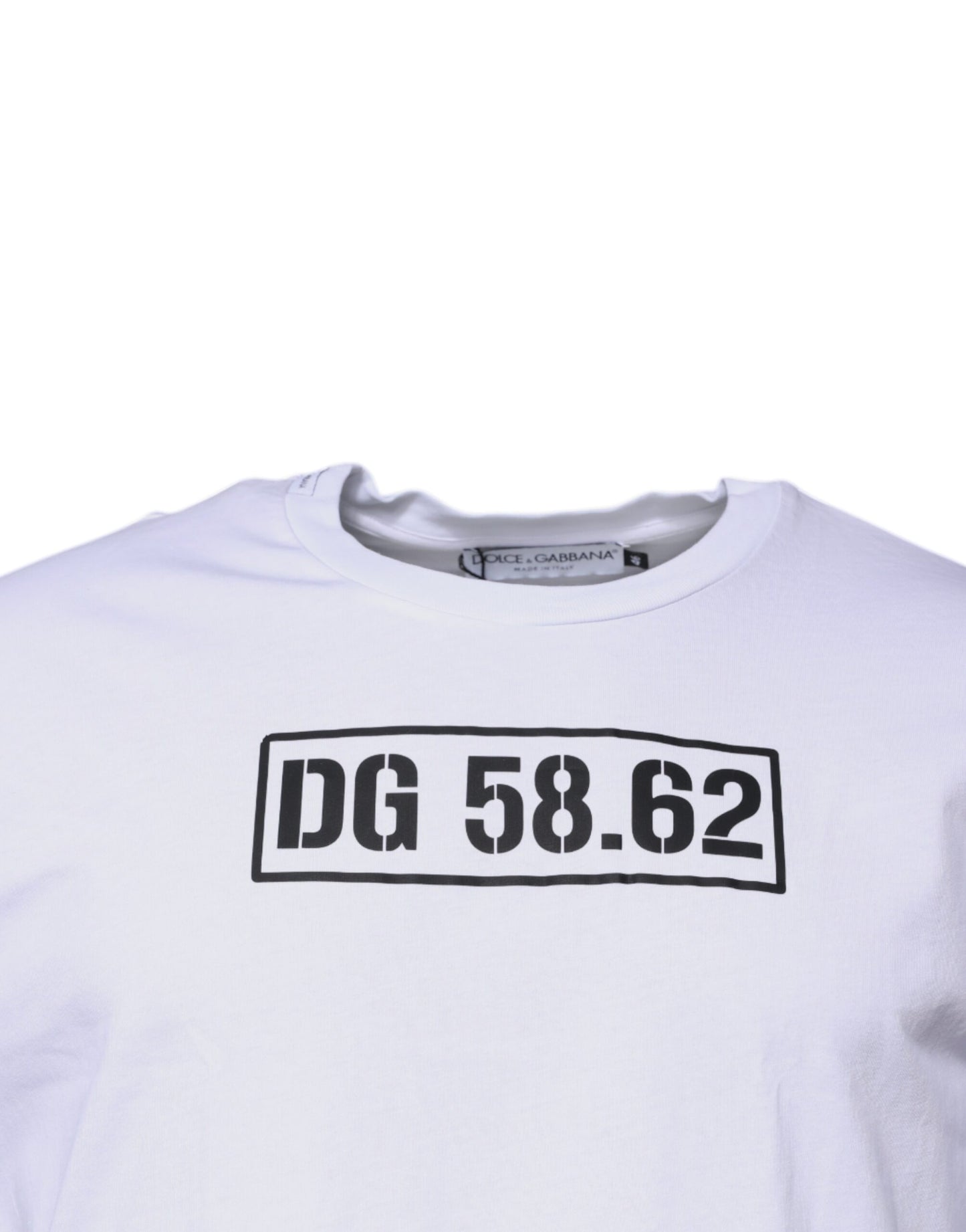 Dolce & Gabbana wit katoenen T-shirt met DG-logo en ronde hals.