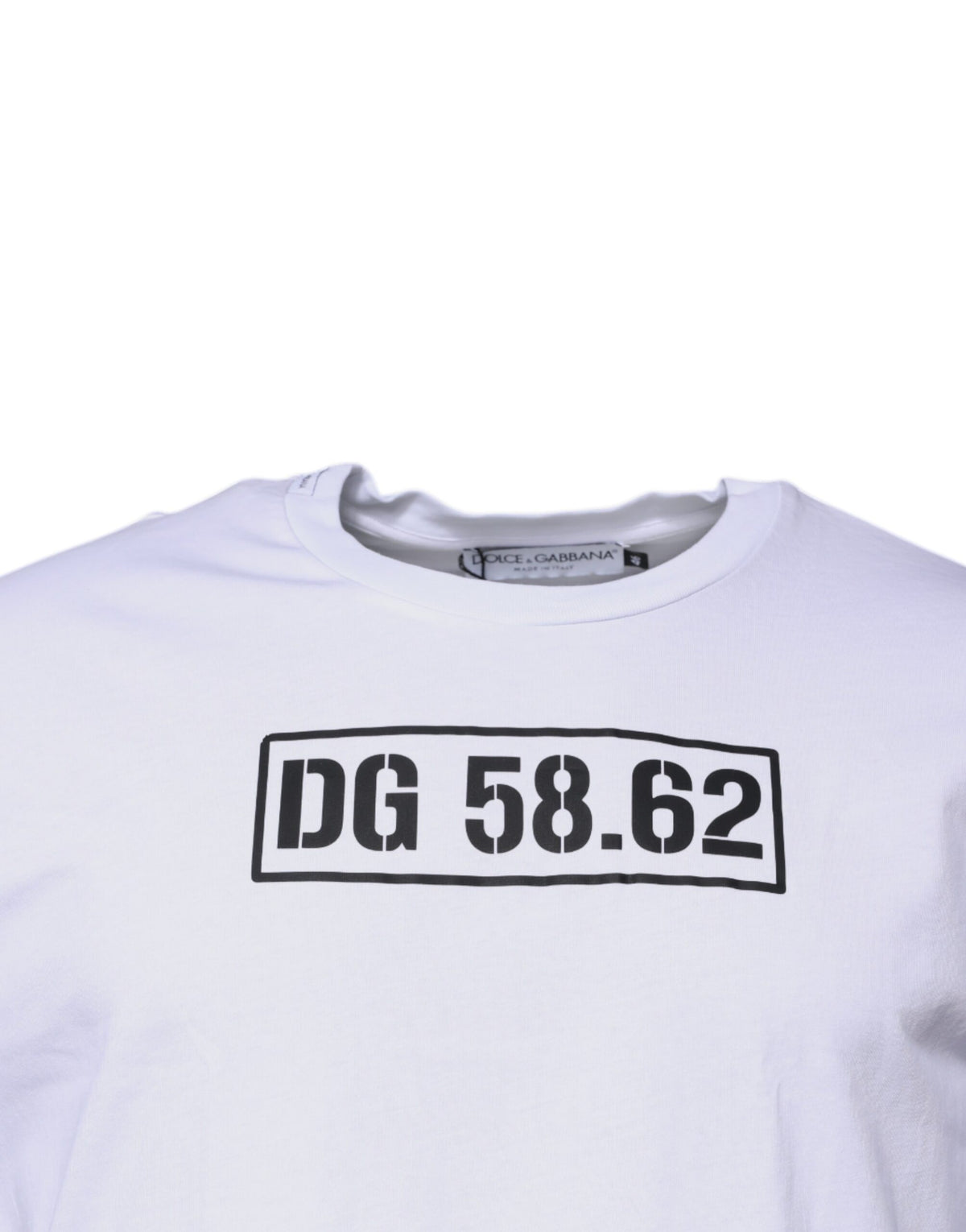 T-shirt en coton à col rond blanc avec logo DG de Dolce &amp; Gabbana