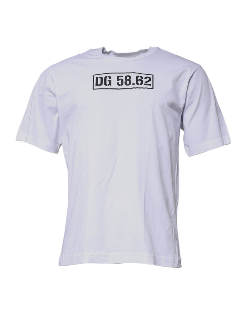T-shirt en coton à col rond blanc avec logo DG de Dolce &amp; Gabbana
