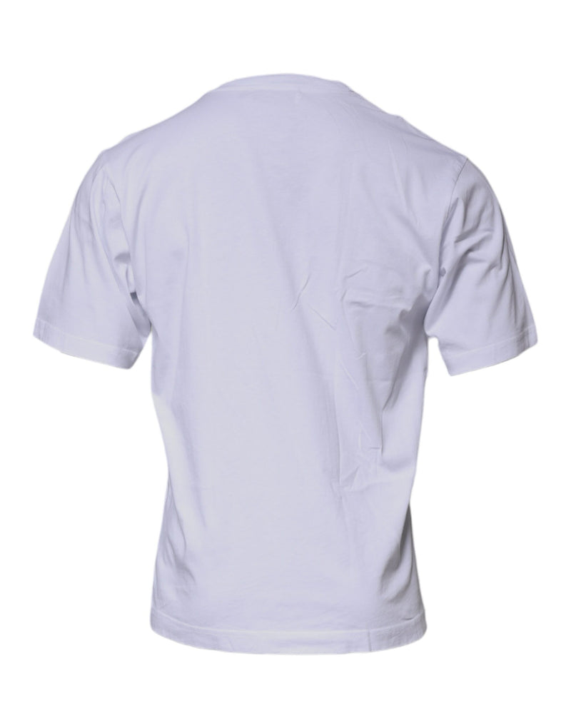 T-shirt en coton à col rond blanc avec logo DG de Dolce &amp; Gabbana