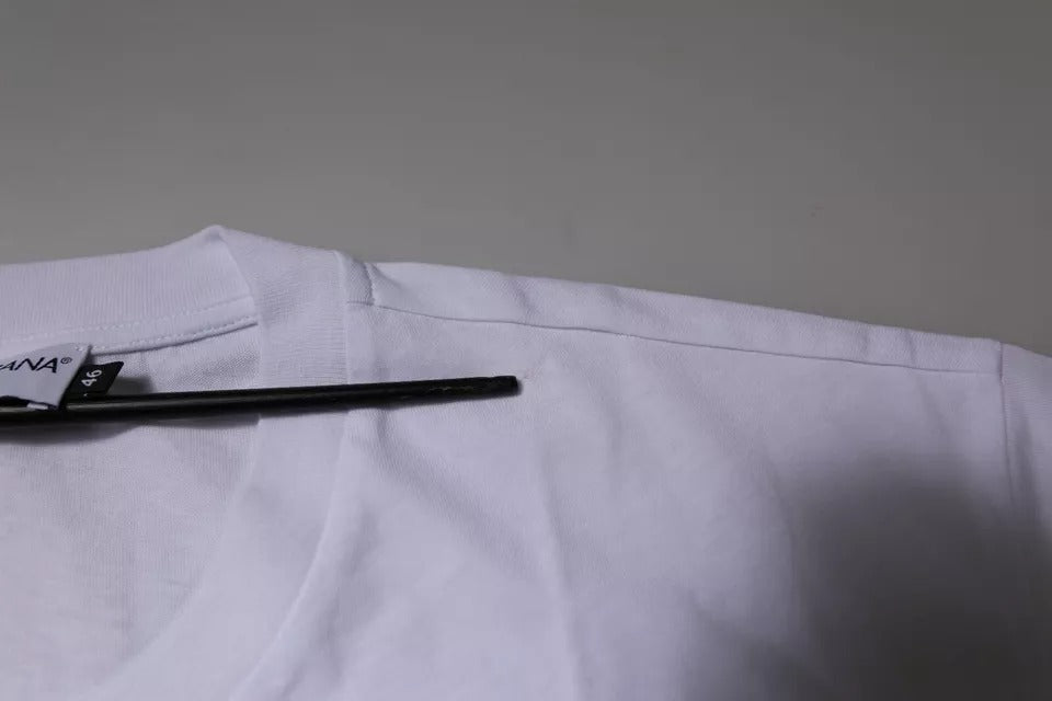 T-shirt en coton à col rond blanc avec logo DG de Dolce &amp; Gabbana
