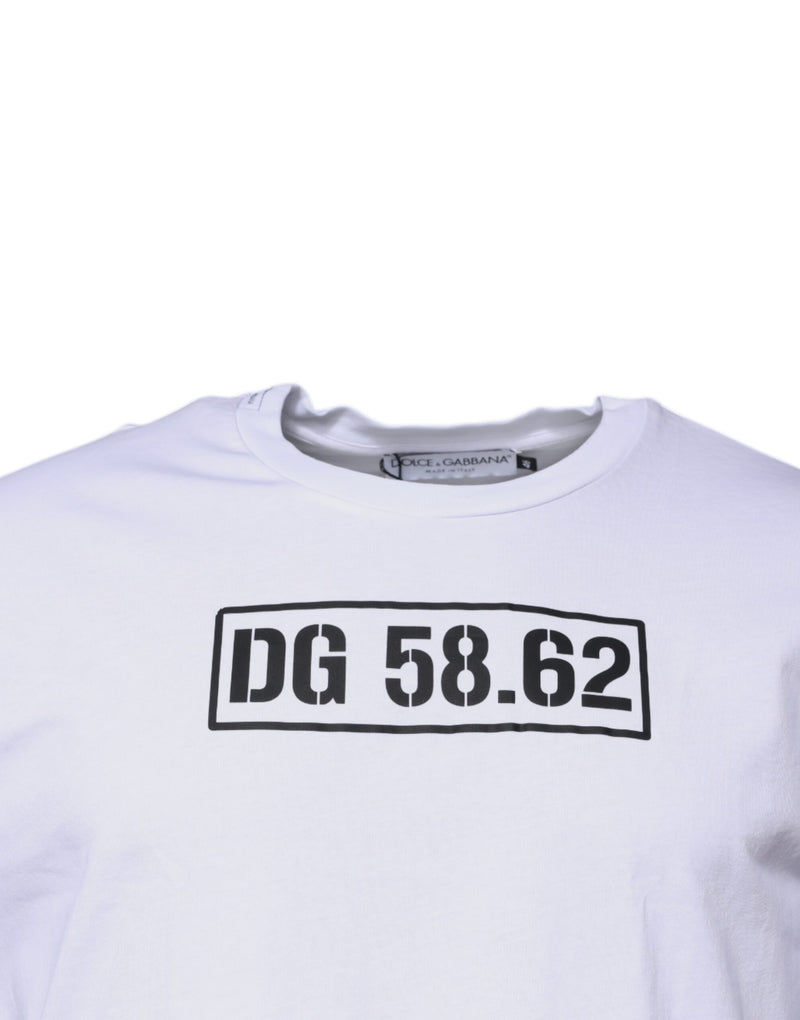 T-shirt en coton à col rond blanc avec logo DG de Dolce &amp; Gabbana