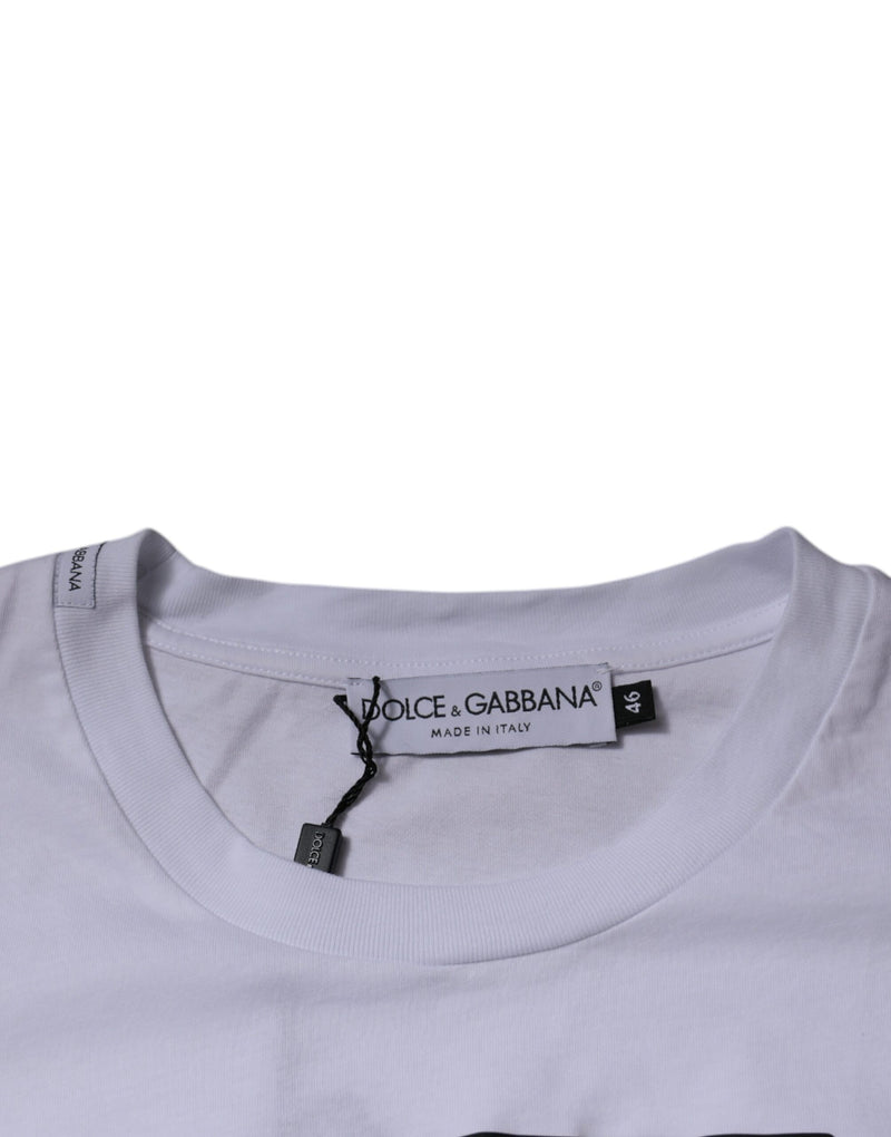 T-shirt en coton à col rond blanc avec logo DG de Dolce &amp; Gabbana