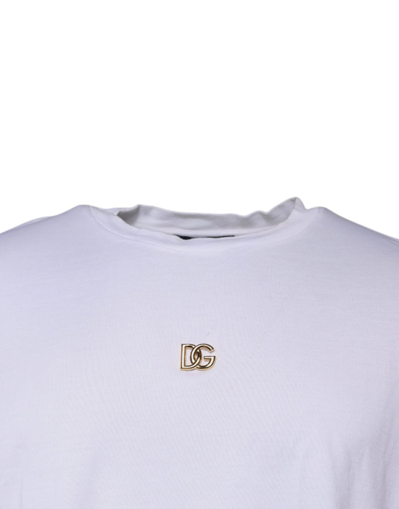 T-shirt à manches courtes à col rond blanc avec logo DG de Dolce &amp; Gabbana