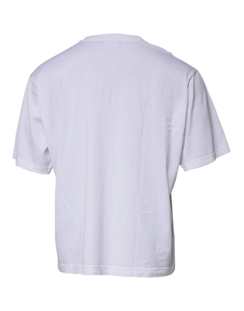 T-shirt à manches courtes à col rond blanc avec logo DG de Dolce &amp; Gabbana