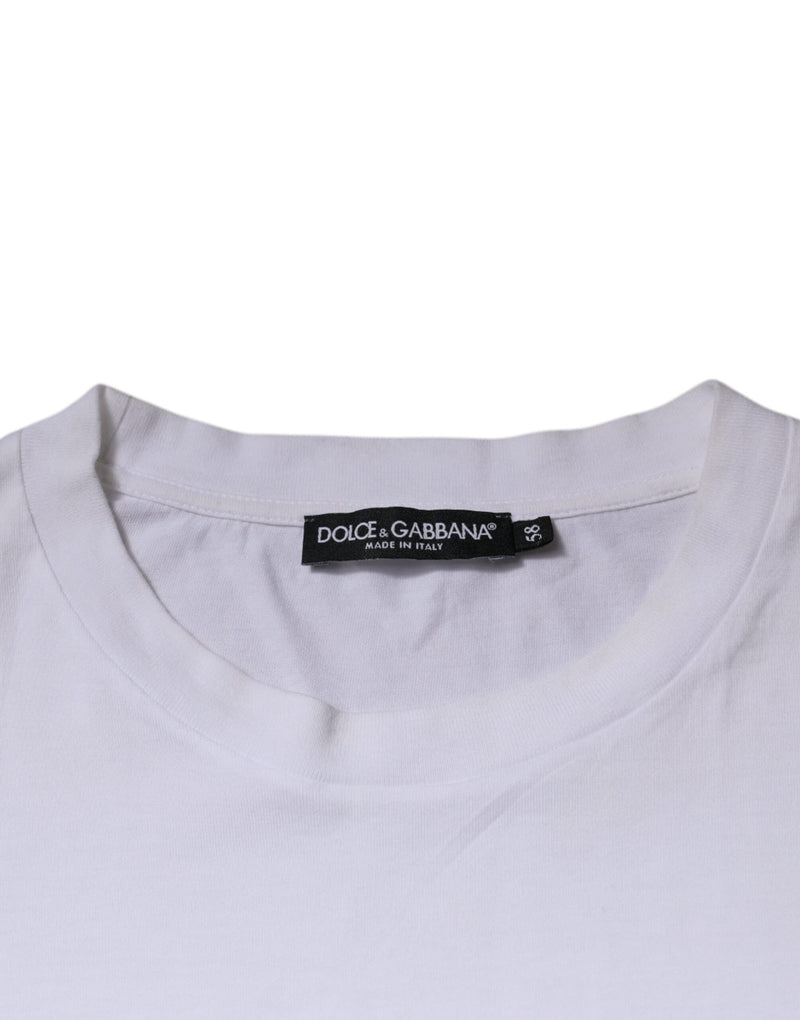 T-shirt à manches courtes à col rond blanc avec logo DG de Dolce &amp; Gabbana