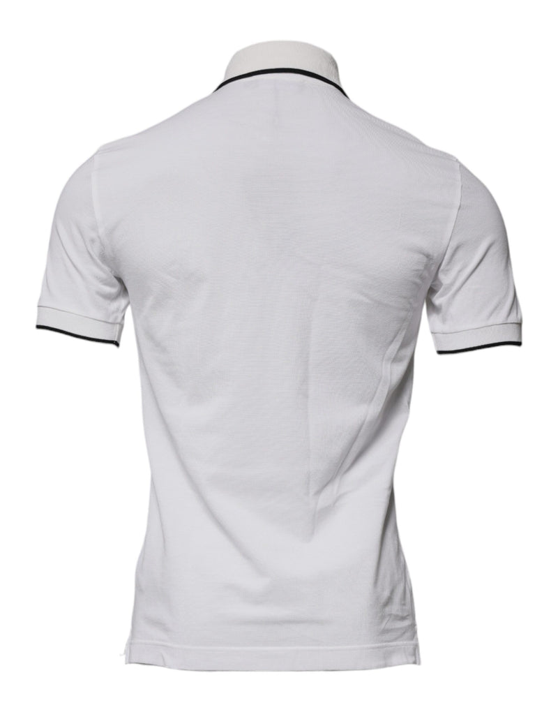 Polo en coton à col boutonné blanc cassé avec couronne Dolce &amp; Gabbana