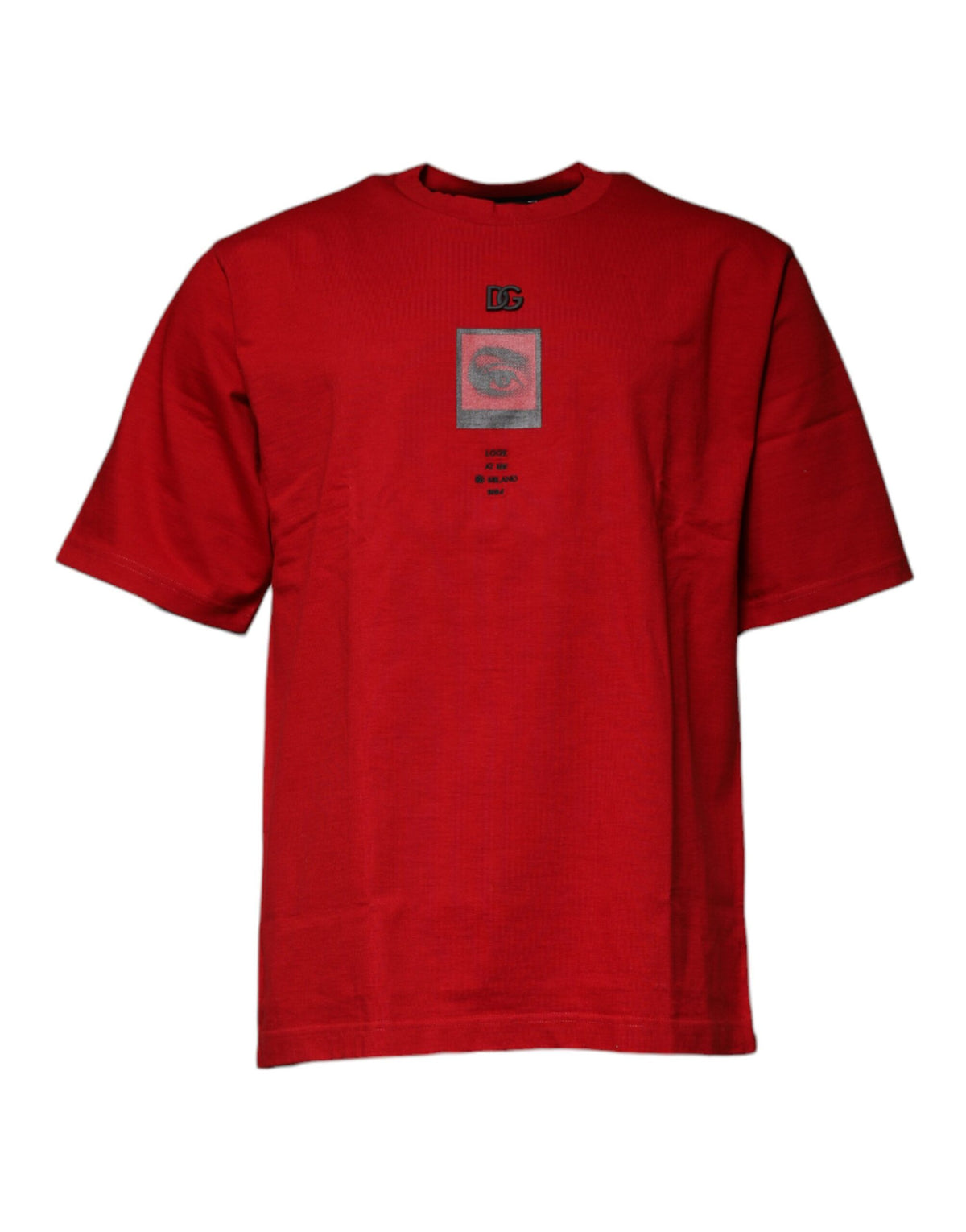 T-shirt à col rond en coton avec le logo DG Eye rouge de Dolce &amp; Gabbana
