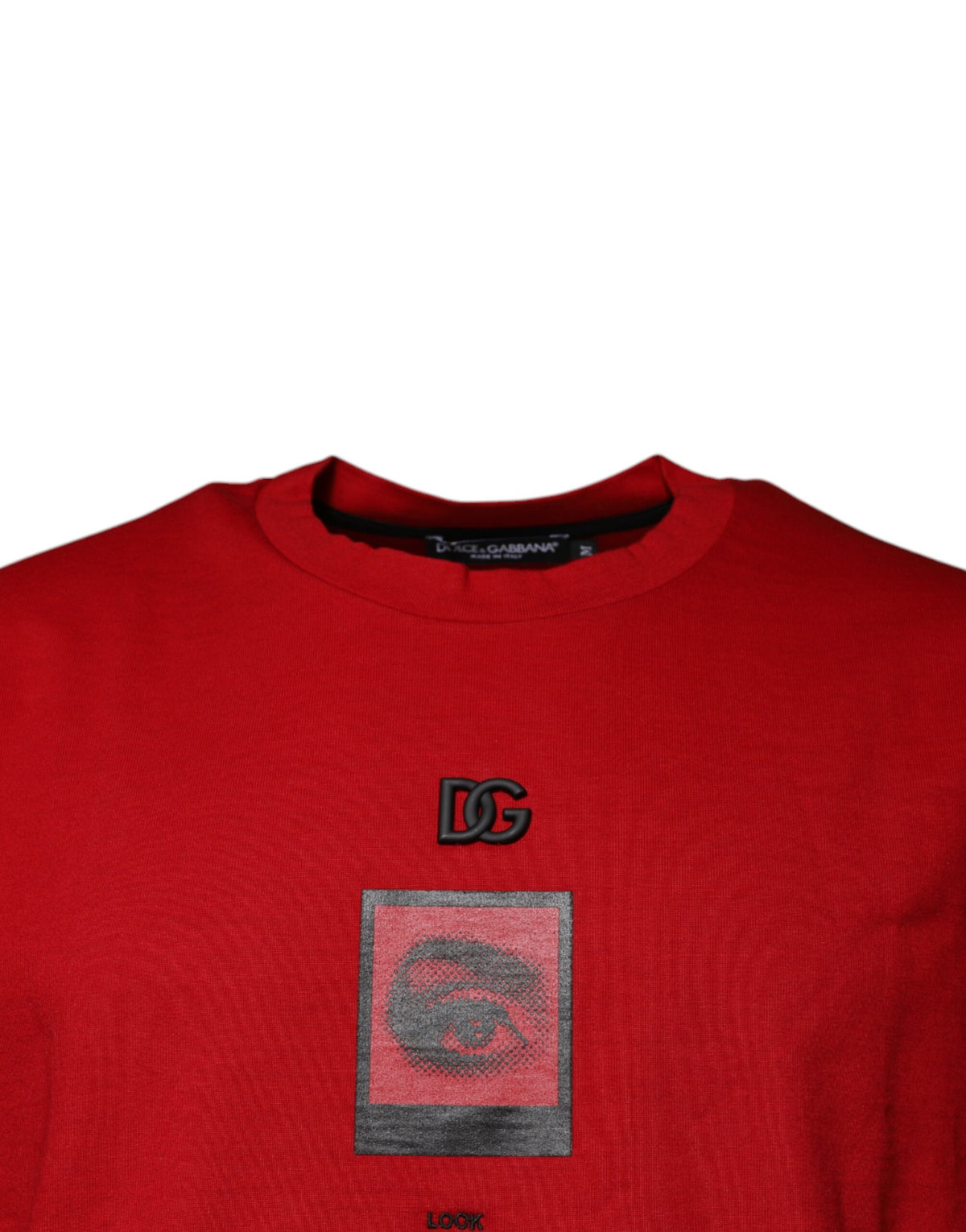 T-shirt à col rond en coton avec le logo DG Eye rouge de Dolce &amp; Gabbana
