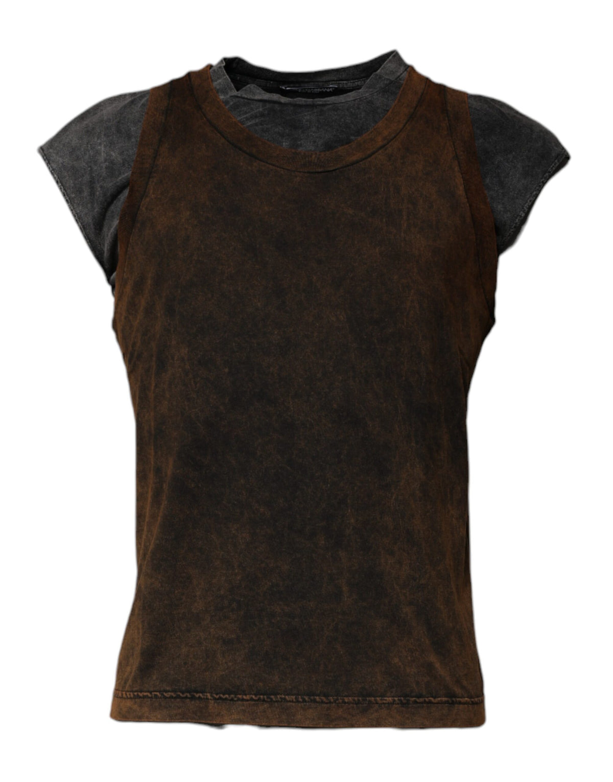 T-shirt sans manches à col rond en coton brun de Dolce &amp; Gabbana