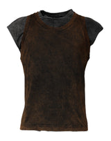 T-shirt sans manches à col rond en coton brun de Dolce &amp; Gabbana