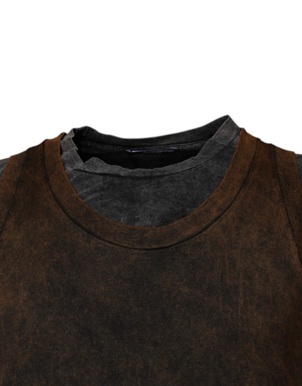 T-shirt sans manches à col rond en coton brun de Dolce &amp; Gabbana