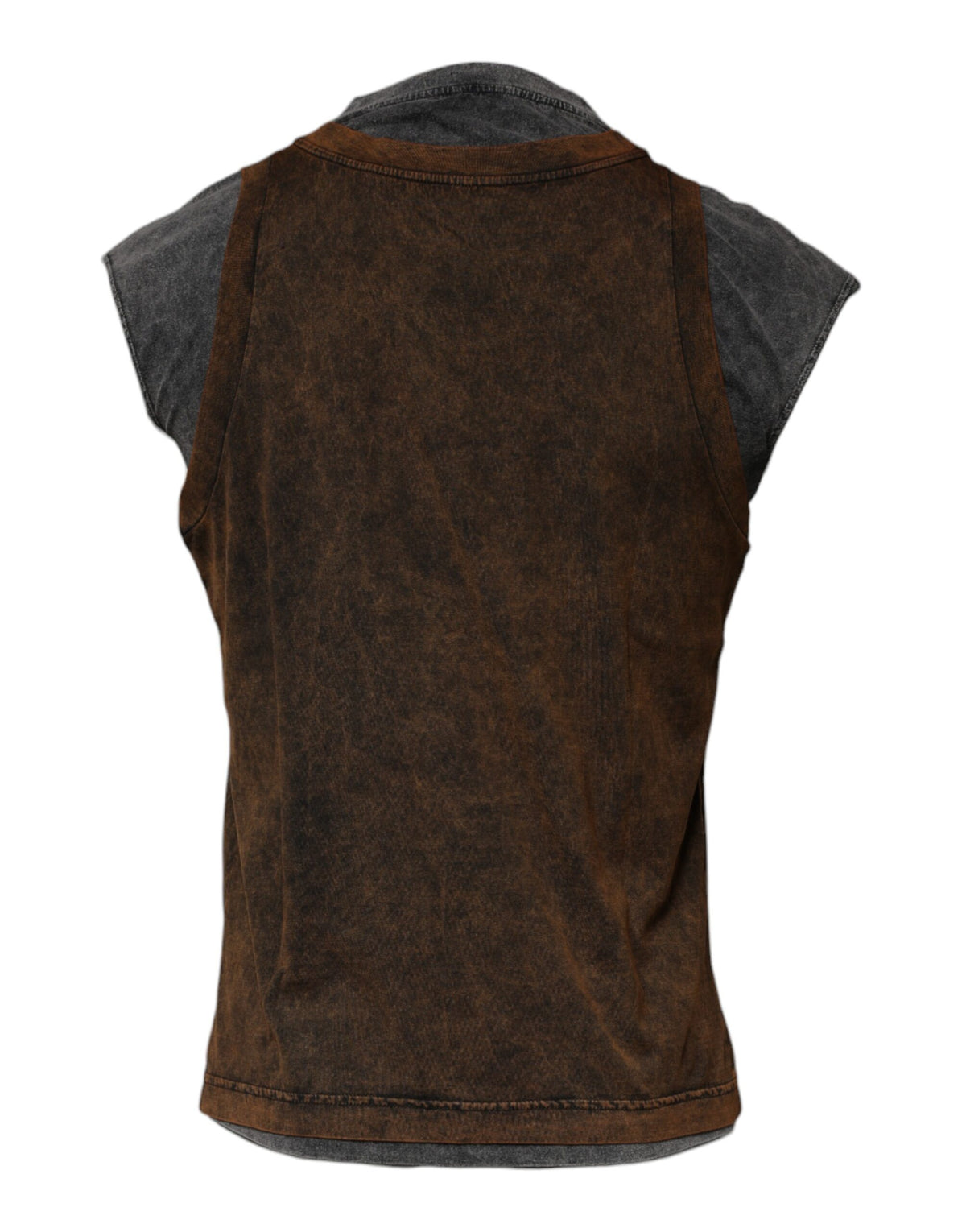 T-shirt sans manches à col rond en coton brun de Dolce &amp; Gabbana