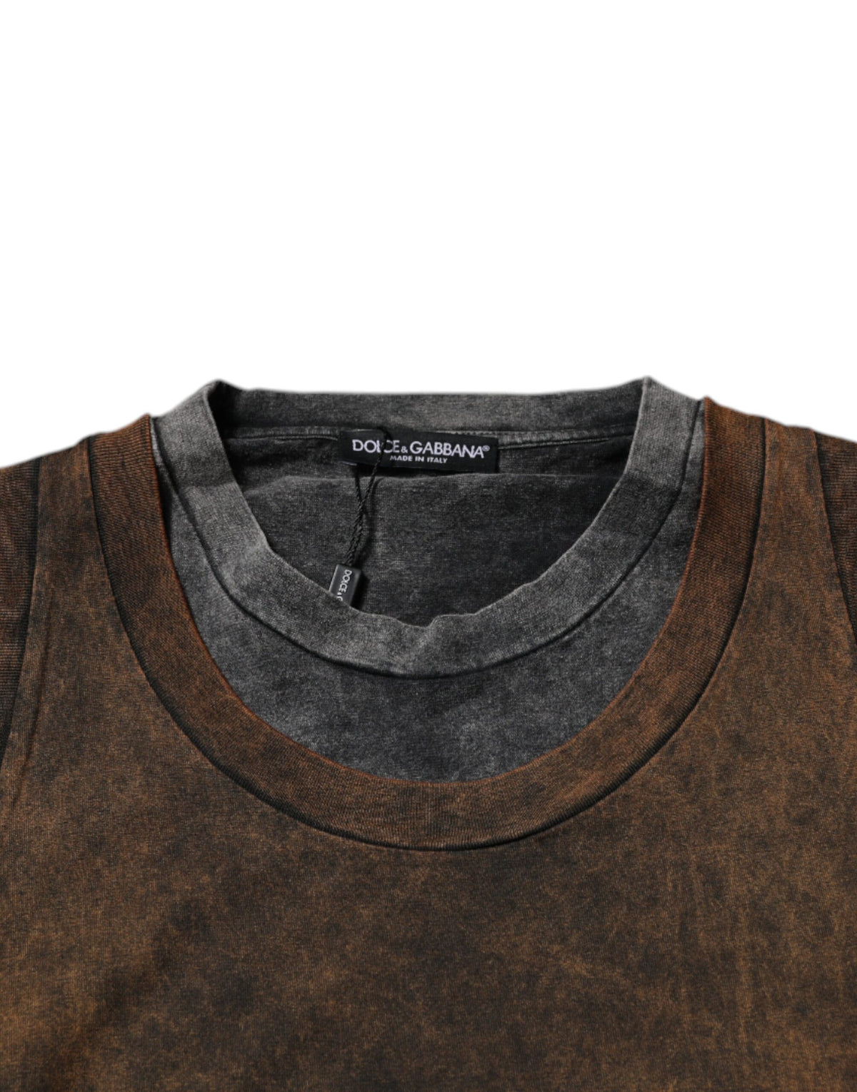 T-shirt sans manches à col rond en coton brun de Dolce &amp; Gabbana