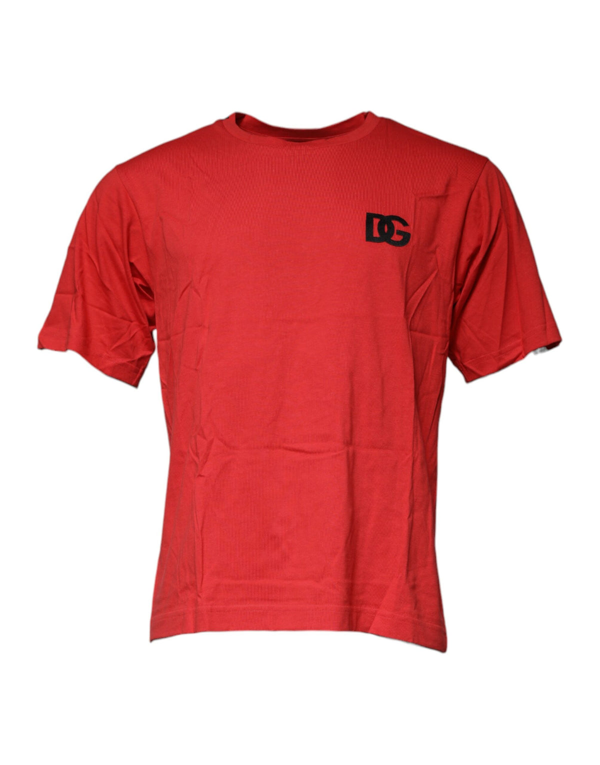 T-shirt en coton à col rond avec logo DG rouge de Dolce &amp; Gabbana