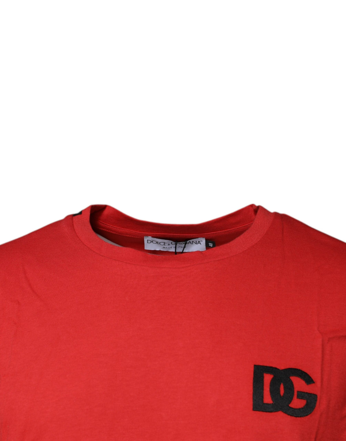 T-shirt en coton à col rond avec logo DG rouge de Dolce &amp; Gabbana