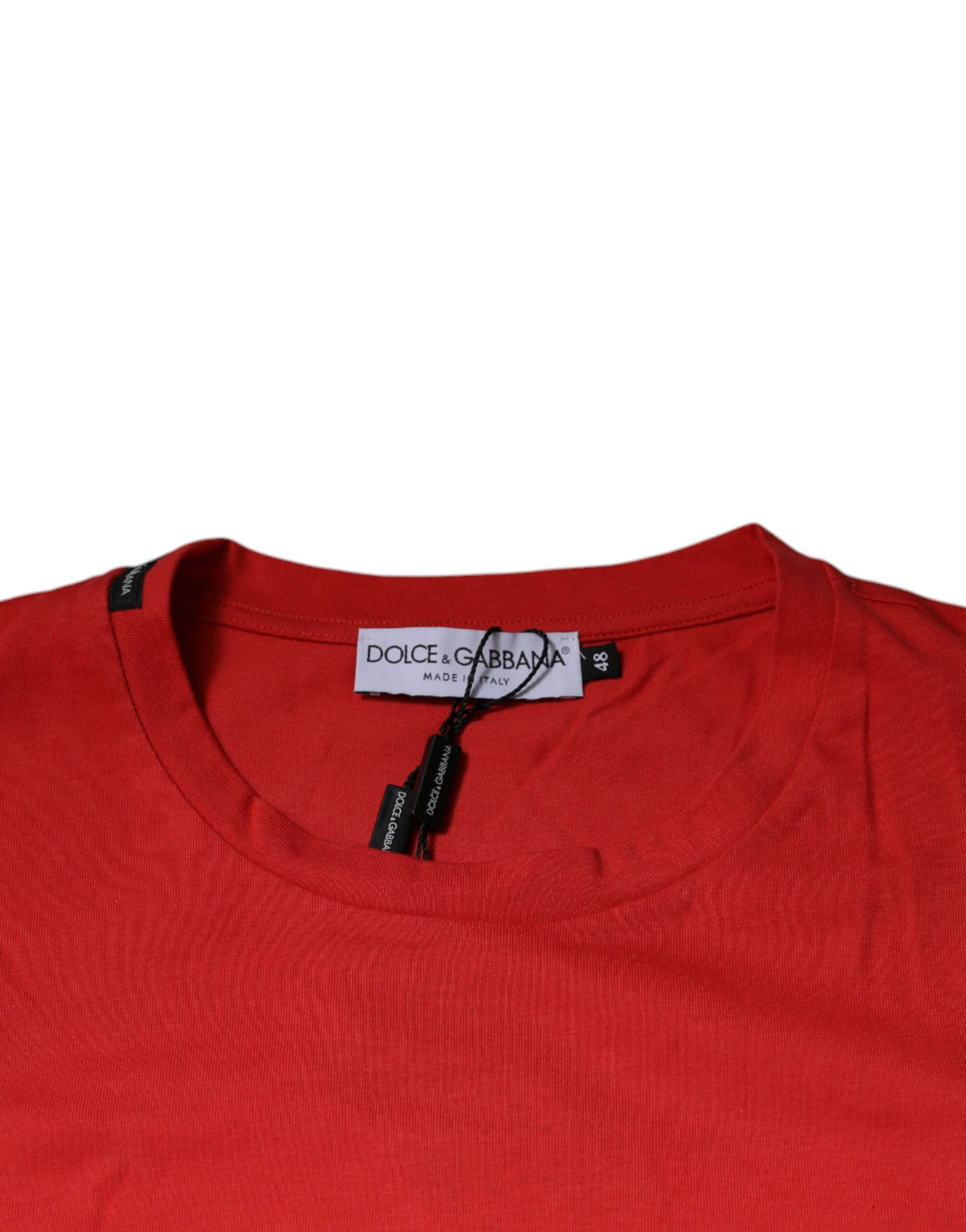 T-shirt en coton à col rond avec logo DG rouge de Dolce &amp; Gabbana