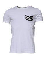 T-shirt à manches courtes à col rond avec rayures blanches de Dolce &amp; Gabbana