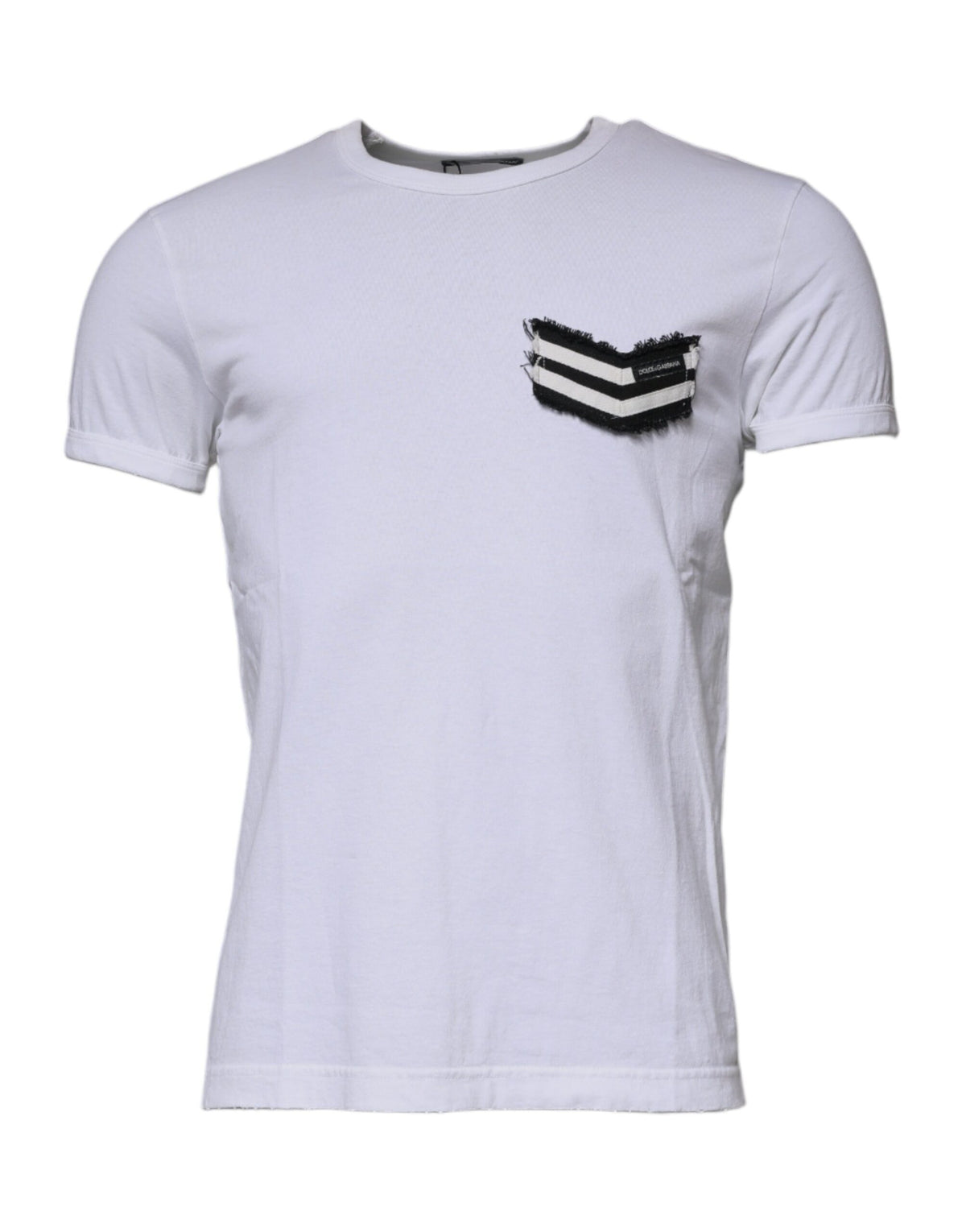 T-shirt à manches courtes à col rond avec rayures blanches de Dolce &amp; Gabbana