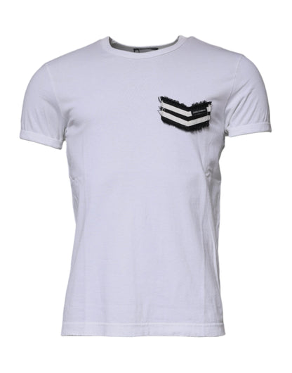 T-shirt à manches courtes à col rond avec rayures blanches de Dolce &amp; Gabbana