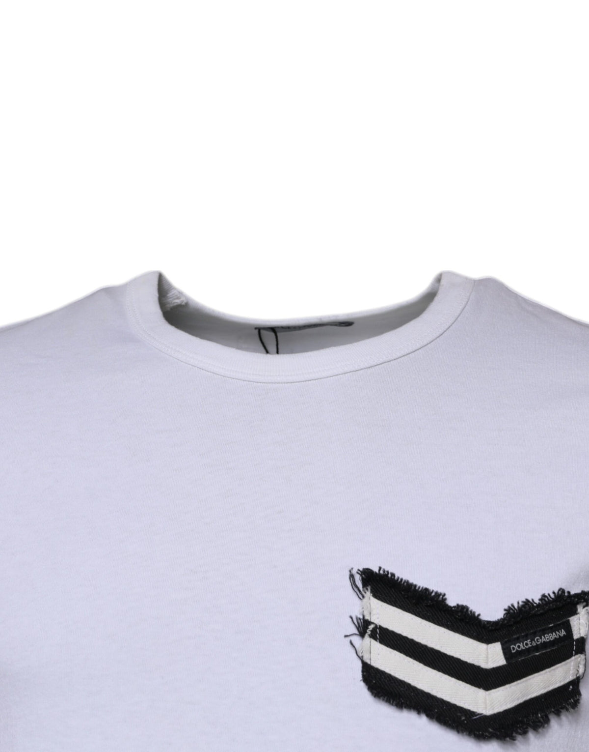 T-shirt à manches courtes à col rond avec rayures blanches de Dolce &amp; Gabbana