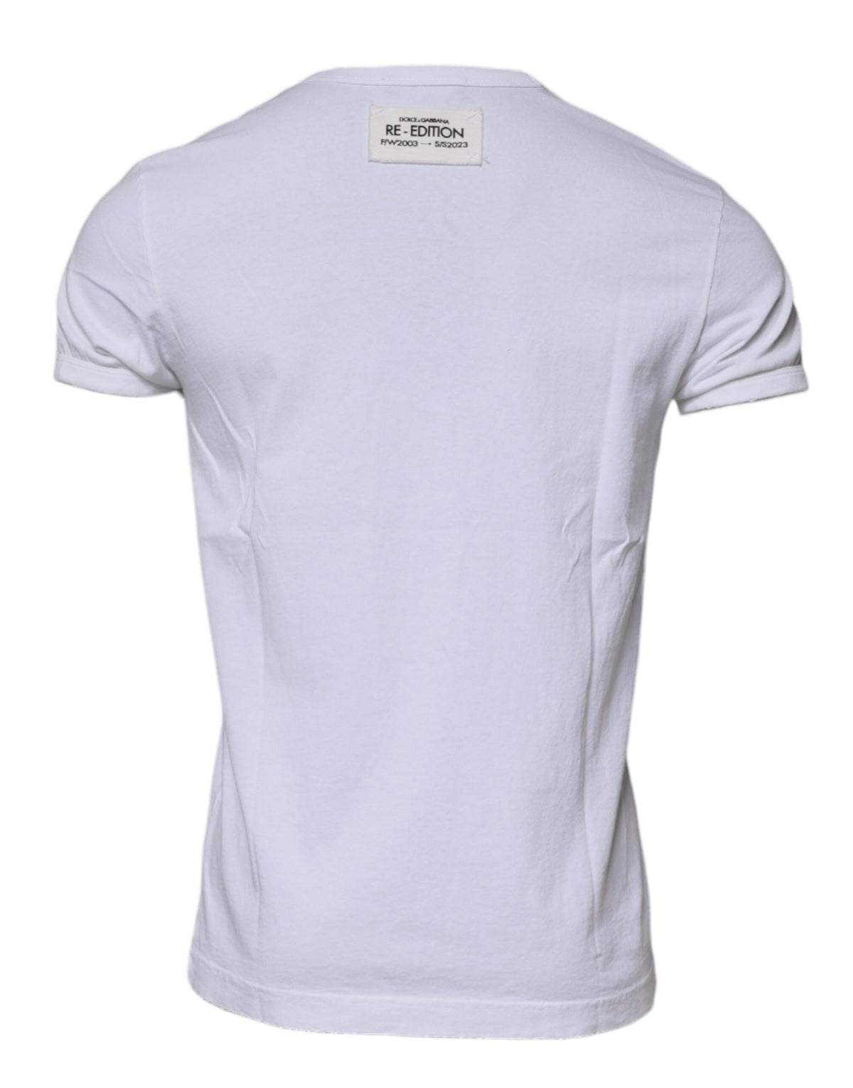 T-shirt à manches courtes à col rond avec rayures blanches de Dolce &amp; Gabbana