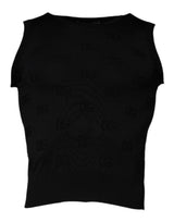 T-shirt noir en soie à col rond et sans manches de Dolce &amp; Gabbana