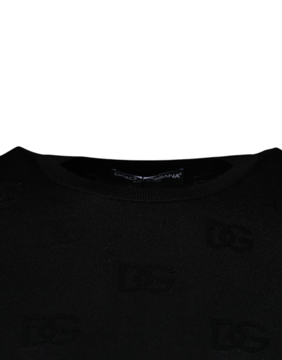 T-shirt noir en soie à col rond et sans manches de Dolce &amp; Gabbana