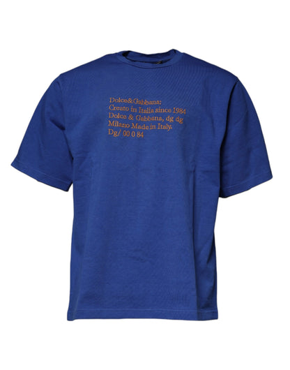 T-shirt en coton à col rond bleu avec imprimé graphique de Dolce &amp; Gabbana